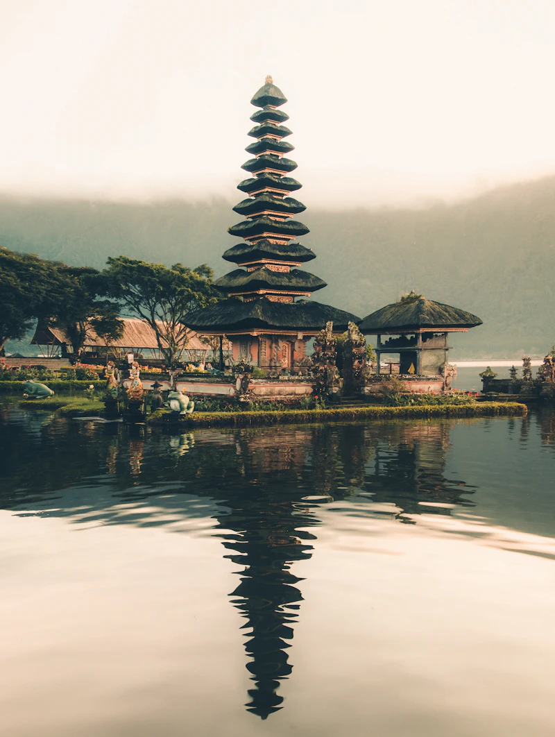 Bali temple landscape near a luxury resort stay